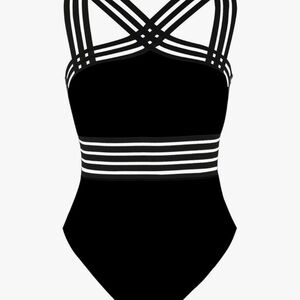 NWT Hilor Black Strappy One-Piece Swimsuit